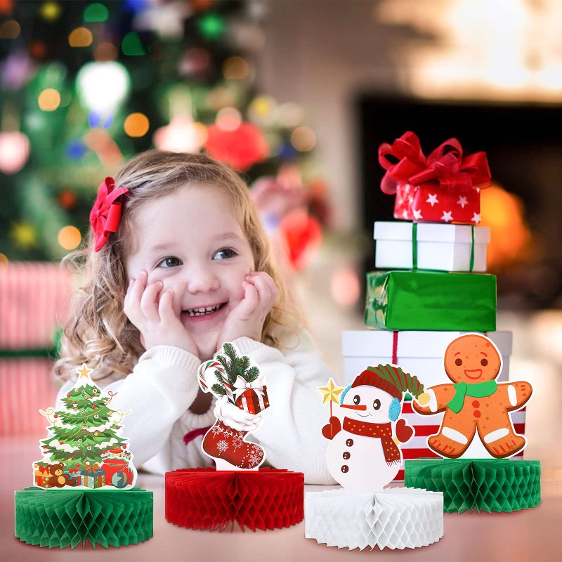 KESOTE Christmas Honeycomb Centerpieces 10 Pack Christmas Table Decoration Table Topper for Holiday Christmas Party Table Office Home Indoor Tabletop Decoration - Image 4